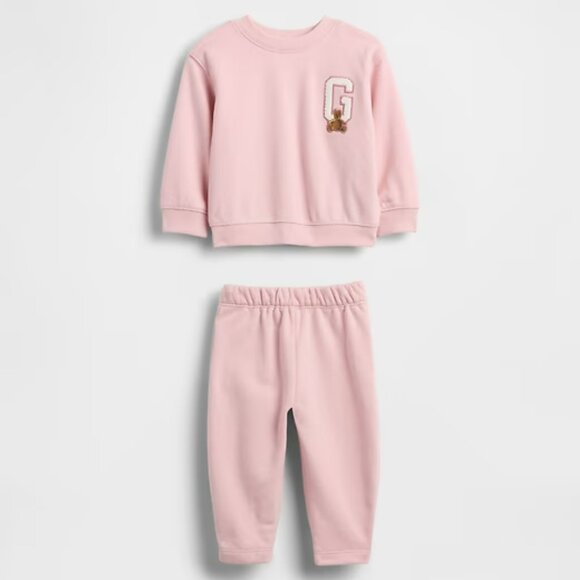 NWT New Baby Gap Girls Pink 2 Pc Long Sleeve Sweatshirt Sweat Pants  0-3 Months - Picture 1 of 3